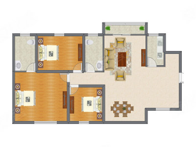 3室2厅 121.56平米