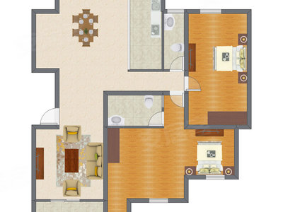 2室1厅 117.02平米户型图