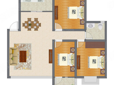3室2厅 110.85平米户型图