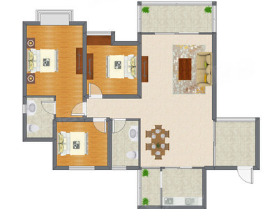 3室2厅 118.35平米户型图