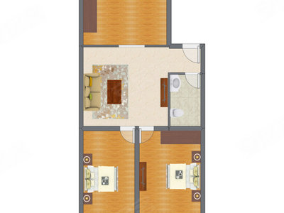 2室1厅 48.10平米