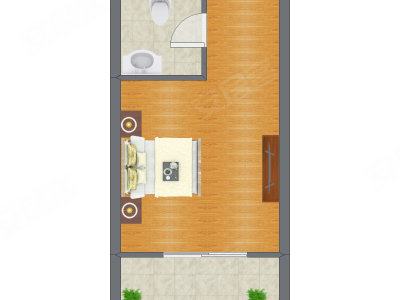 1室1厅 27.12平米户型图