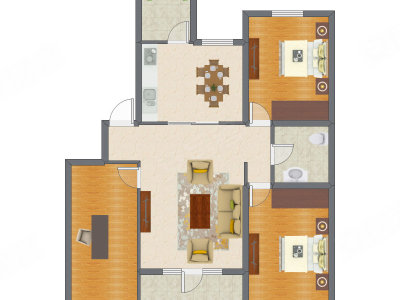 3室2厅 128.00平米