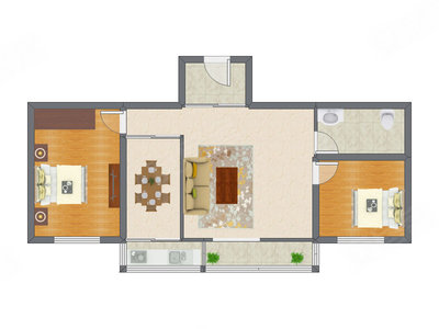 2室2厅 98.19平米户型图