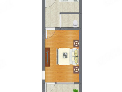 1室0厅 31.70平米户型图