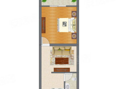 1室1厅 41.23平米户型图