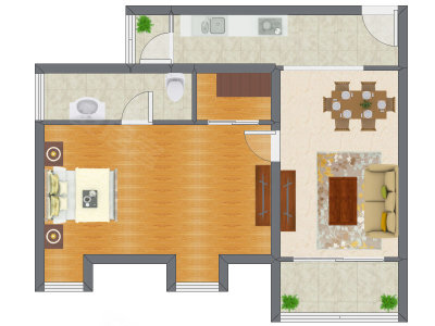 1室2厅 95.00平米户型图