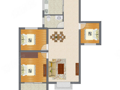 3室2厅 88.60平米户型图