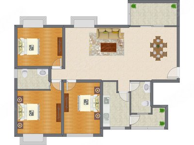 3室2厅 135.00平米