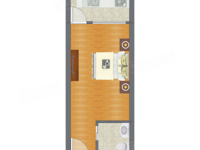1室0厅 33.67平米户型图