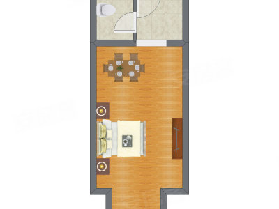 1室0厅 37.29平米户型图