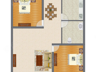 2室1厅 86.00平米户型图