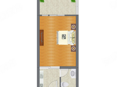 1室0厅 46.69平米户型图