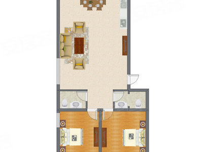 2室2厅 101.66平米户型图