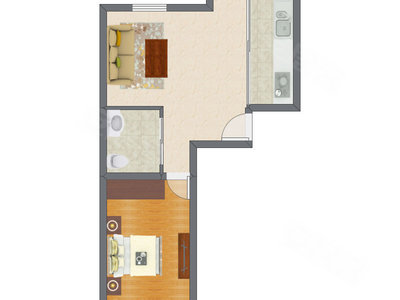 1室1厅 81.00平米户型图