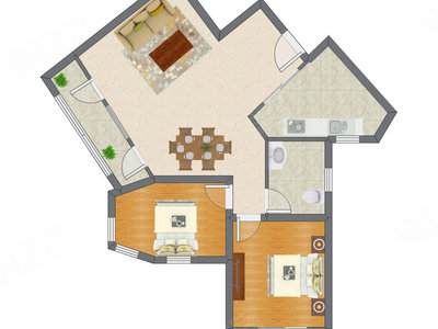 2室2厅 113.29平米户型图