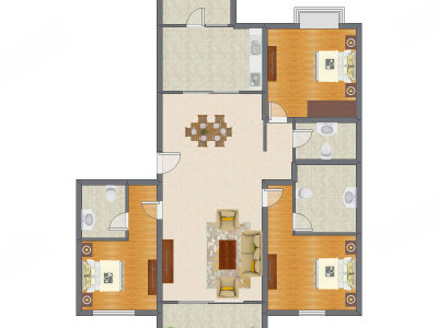 3室2厅 133.63平米户型图