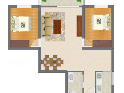 2室1厅 98.76平米户型图