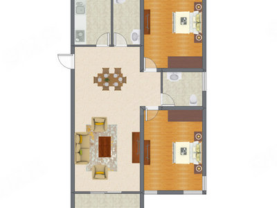 2室2厅 103.39平米户型图
