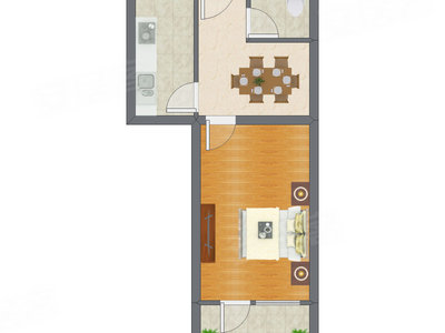 1室1厅 32.11平米
