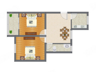 2室1厅 69.00平米户型图
