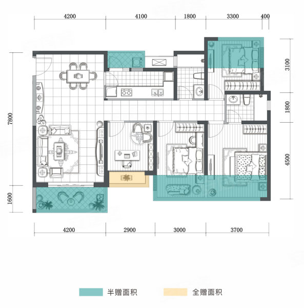 华侨城滨江壹号4室2厅2卫131㎡南208万