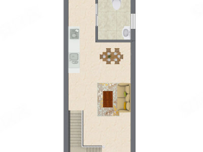 1室1厅 27.58平米户型图