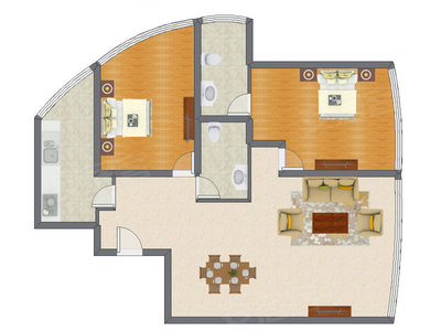 2室2厅 148.81平米户型图