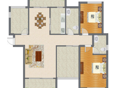 2室2厅 159.00平米户型图