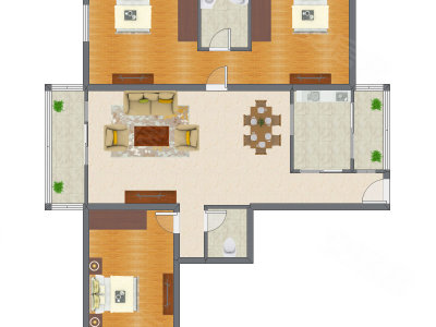 2室1厅 153.44平米户型图