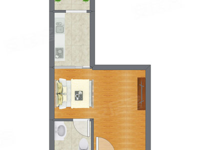 1室0厅 36.23平米户型图