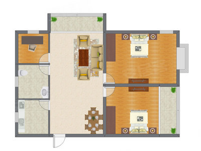 3室2厅 127.12平米户型图