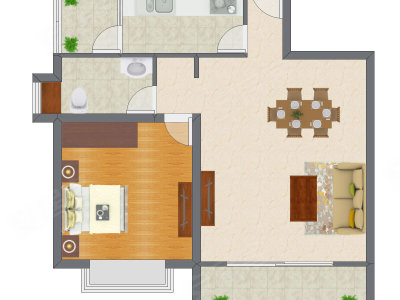 1室2厅 83.65平米