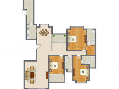 3室2厅 191.00平米户型图