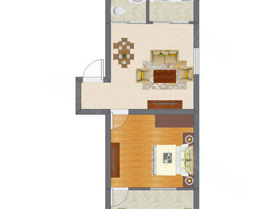 1室1厅 38.25平米