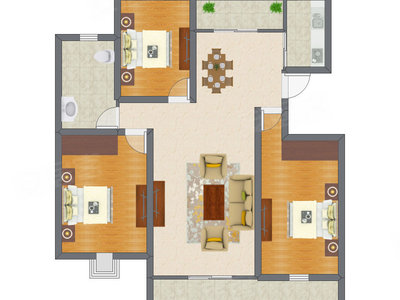 3室2厅 93.95平米