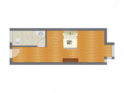 1室0厅 50.98平米户型图