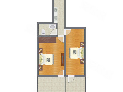 2室0厅 55.77平米户型图