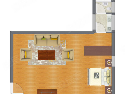 1室1厅 25.91平米户型图
