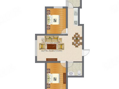 2室2厅 90.52平米