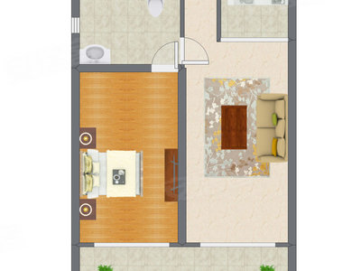 1室1厅 75.46平米户型图