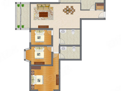 3室2厅 128.24平米