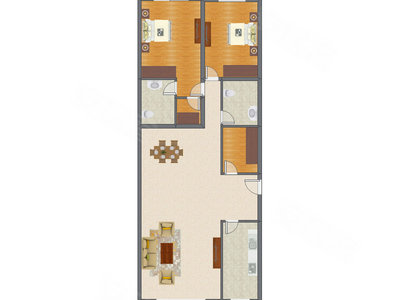 2室1厅 191.34平米户型图
