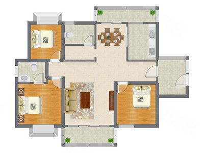 3室2厅 96.00平米