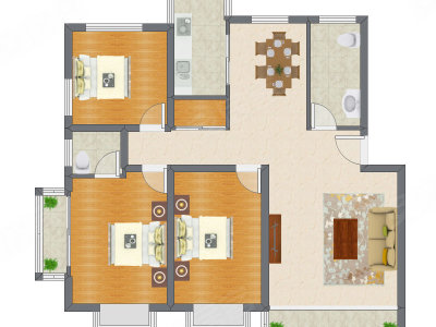 3室2厅 128.53平米