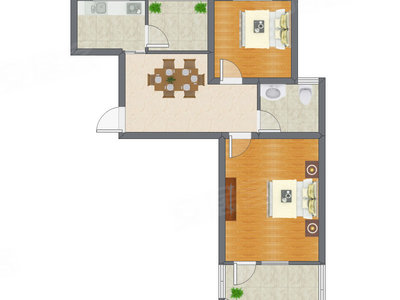 2室1厅 83.45平米