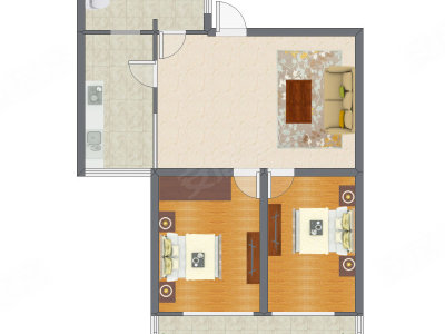 2室1厅 105.76平米