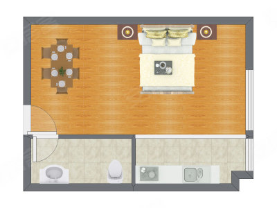 1室0厅 32.71平米户型图