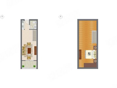 1室1厅 25.22平米户型图