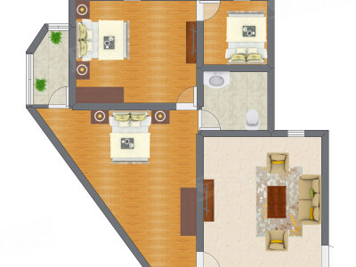3室1厅 68.50平米